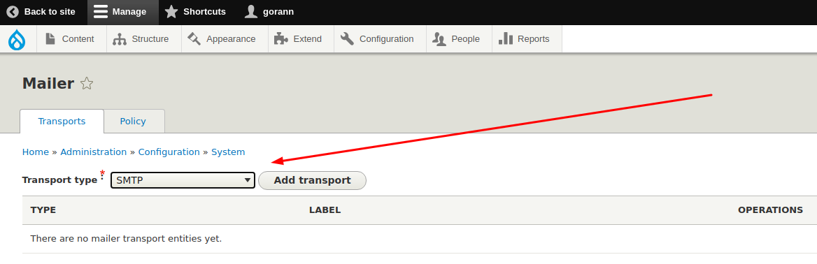 Gestor de transport basat en connectors que utilitza el mÃ²dul symfony mailer.